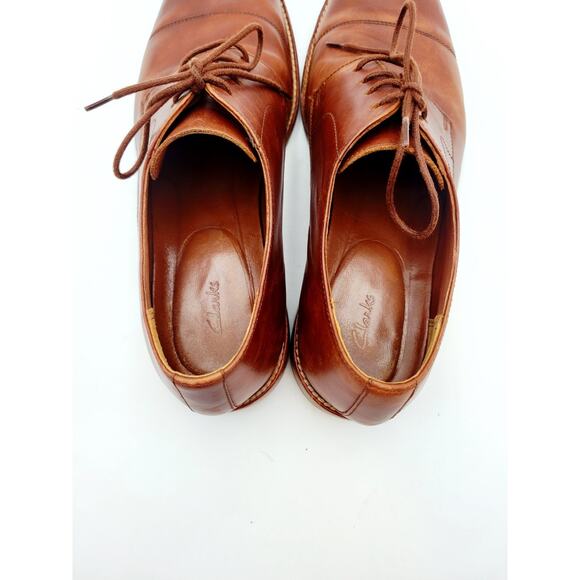 Clarks Mens Un Hugh Cap Brown Leather Dress Oxford Shoes Sz 10.5 M main image 4